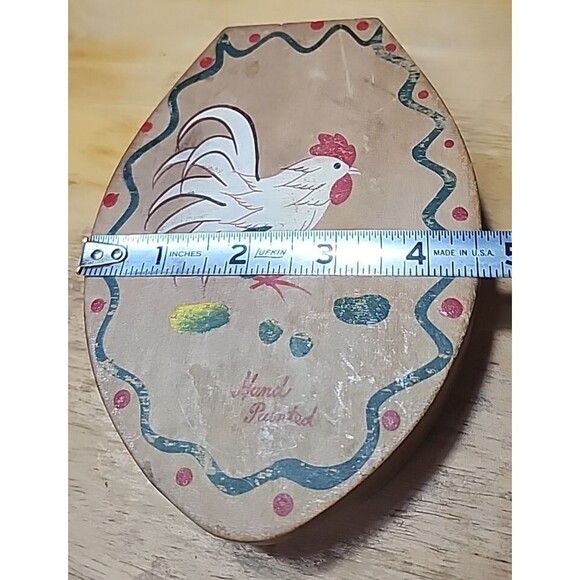 Vintage Hand Painted Woodpecker Wood Ware Rooster Box Japan Folk Art Farmhouse - Picture 14 of 16